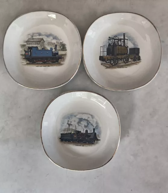 Weatherby Hanley England Royal Falconware Pin Dishes Trains Collectibles Set