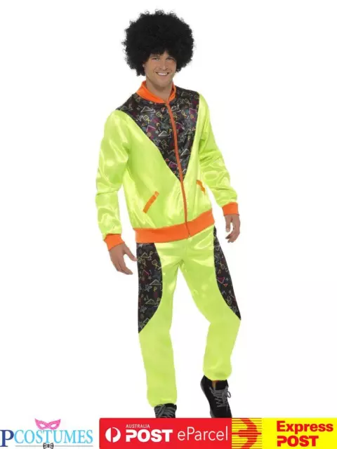 Mens Retro Neon 80's Height Fashion Scouser Tracksuit Shell Suit Costume