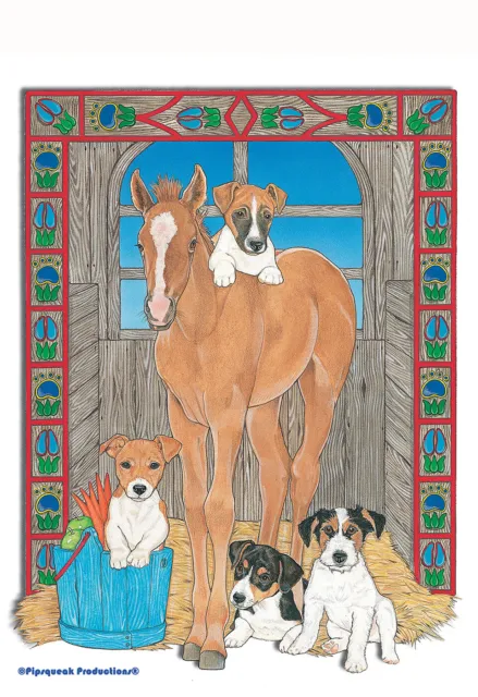 Pipsqueak Garden Flag - Jack Russell Terrier and Horse 498611