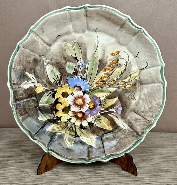 Antico Piatto Muro Ceramica 24 Cm  Bassano No Limoges Coppa Oro Calice