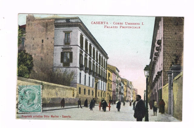 cartolina animata  caserta città palazzo provincia spedita 1923