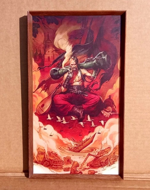 Belle peinture originale cosaque ukrainien avec un NLAW dans la guerre 2022