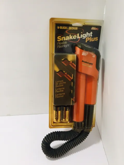 Linterna flexible BLACK & DECKER luz serpiente nueva en paquete 1996 EE. UU. de colección batería corroída