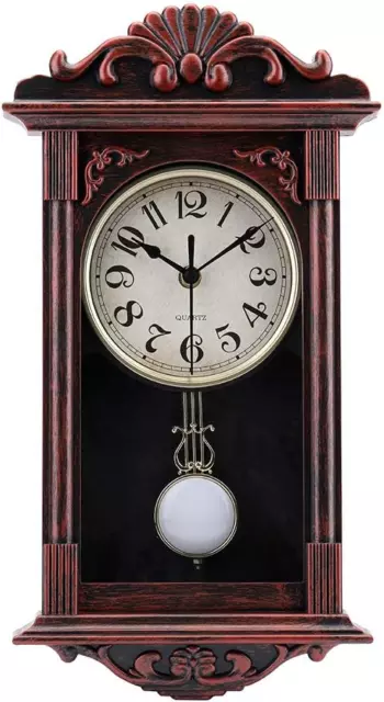 Jomparis Pendulum Wall Clock Retro Quartz Decorative Wall Clock for Living Room,