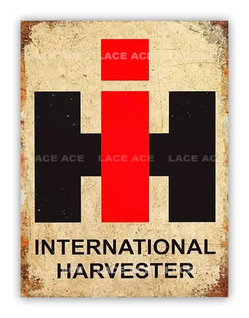 International Harvester Style Logo Metal Sign For Mancave Shed Workshop Garage