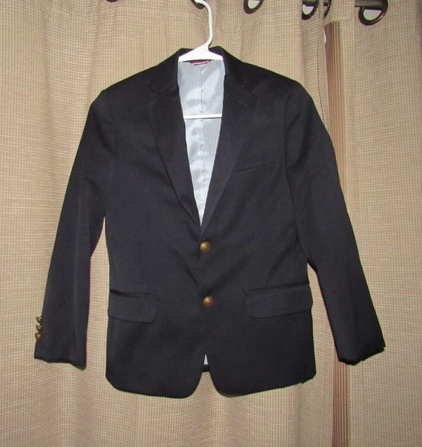 TOMMY HILFIGER Navy Blue Boys Sport Coat Jacket Blazer Boys Sz 10 Worn Once EUC