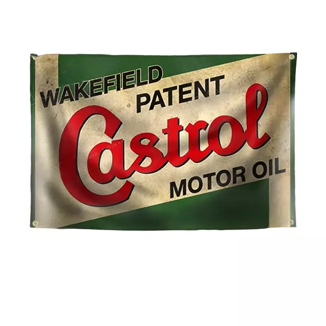 CASTROL Öl Banner Flagge Fahne Garage Bar Oil Deko Biker Oldtimer USA Schild NEU