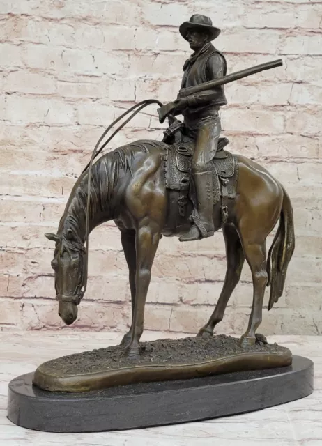 Occidental Vaquero Bronce Escultura Caballo Grande Rodeo Rider Ganga