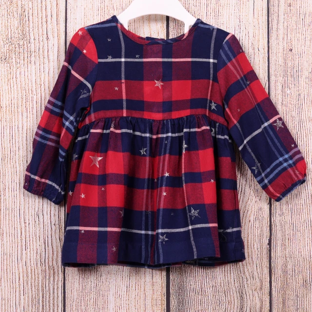 3-6 Month Baby Girl's JOULES Red Blue Checked Star Dress Build Your Own Bundle