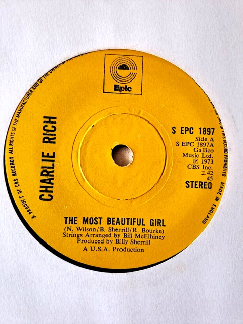CHARLIE RICH - The Most Beautiful Girl / I Feel Like Going Home - VG 45  £2.49 - PicClick UK