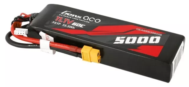 GENSACE Li-Po Car 3S 11.1V 5000mAh 60C with XT60 O-GC3S5000-60X6