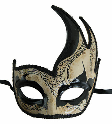 Mask from Venice Colombine Swan Death Black White Skull Sugar Calavera 1407