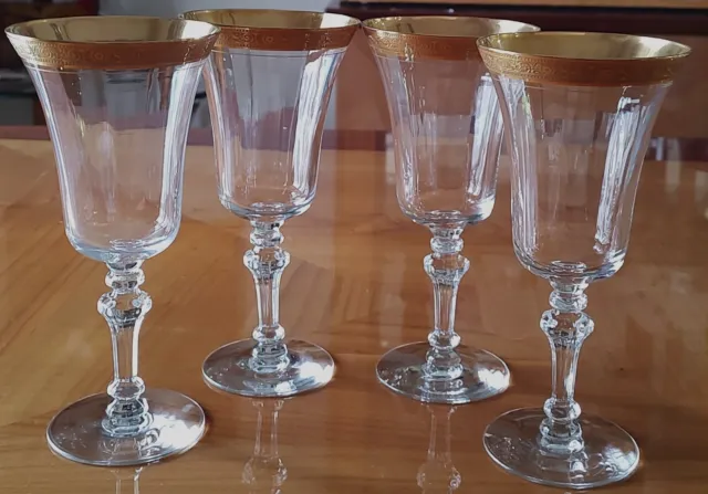 4 Vintage Crystal Tiffin-Franciscan Minton Clear Water Goblets