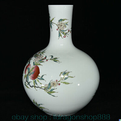 21.2" Qianlong Marked China famille porcelaine pêcher grenade Bouteille Vase 3