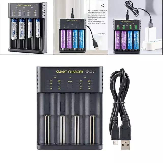 Chargeur de batteries 18650 Boîtier de chargement à 4 emplacements pour