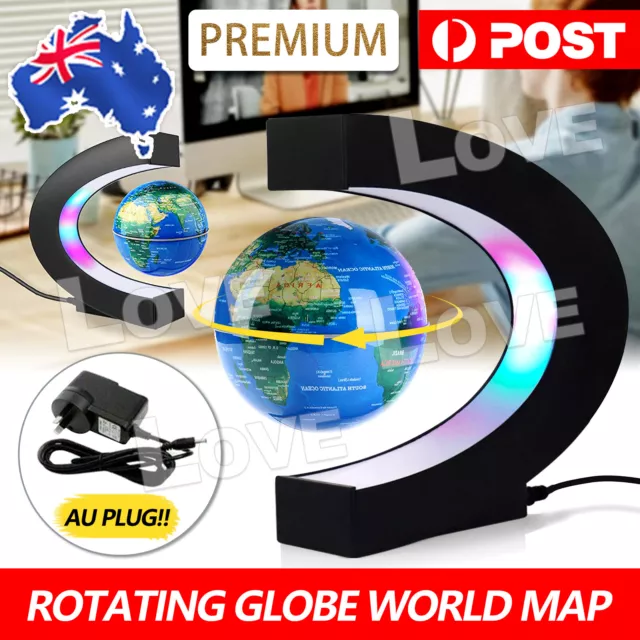 Magnetic Levitating Floating Rotating Globe World Map LED Lamp Light Education