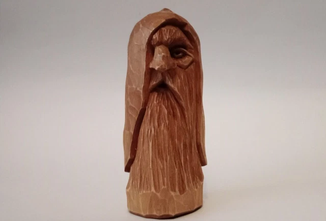 ODIN STATUE. God Wotan. Woodcarving. Scandinavian mythology figurines