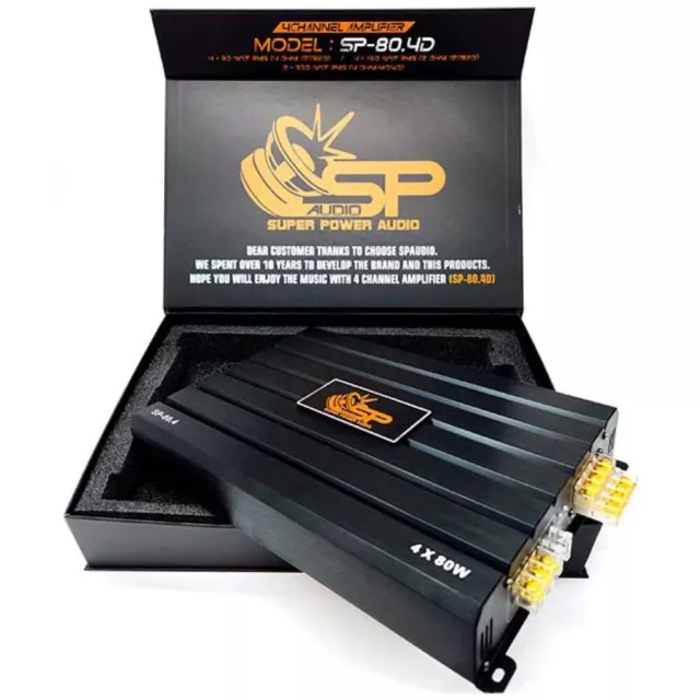 1 SP AUDIO SP-80.4D amplificatore 4 canali classe d 4 x 160 watt rms a 2 ohm car