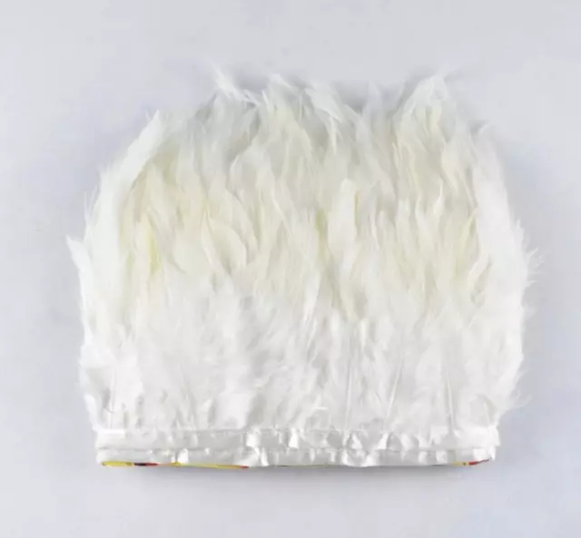 White Rooster Feather Fringe Ribbon Trim Price for 30cm DIY Craft Clothing Juju