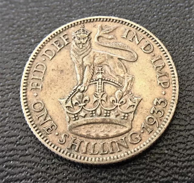 1933 Great Britain 1 Shilling, Very Nice Condition, King George V, Collectible.