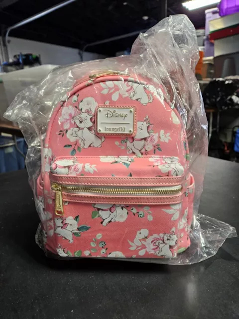 Loungefly Disney The Aristocats Marie Pink Floral AOP Mini Backpack with Wallet