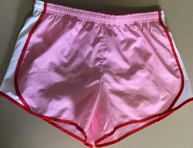 Nike Dri Fit Tempo Athletic Shorts Lined Pink White Red Youth Girl’s Large L