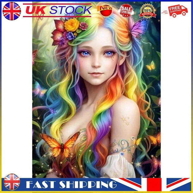 5D DIY Full Round Drill Partial AB Diamond Painting Girl Kit Home Decor 45x65cm