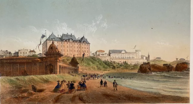 DEROY 1860 Lithographie BIARRITZ, Pays Basque , Vue du Casino