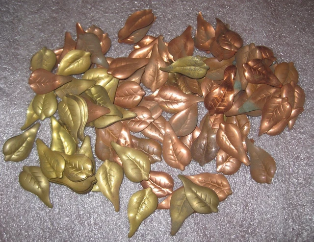 Approx 100 pcs. Copper & Brass Metal Leaves Decorative Arts & Crafts
