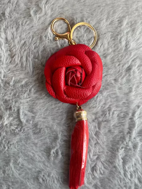 Woman Keychain  Red Flower  Zinc Alloy Pendant Bag Decoration Luxury Jewelry