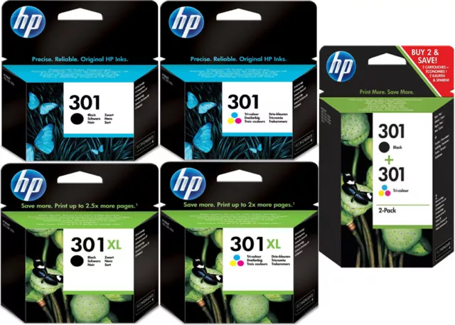 Original HP 301 / 301XL Noir & Tricouleur Cartouche d'encre *Faites votre choix*