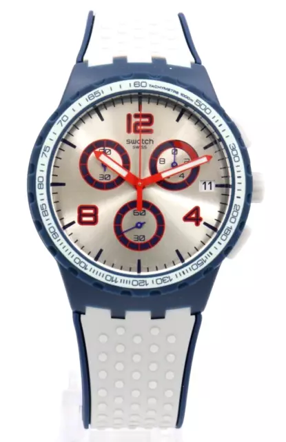 New Swiss Swatch Originals HUMPY BUMPY Silicone Chrono Men Watch 41mm SUSN411