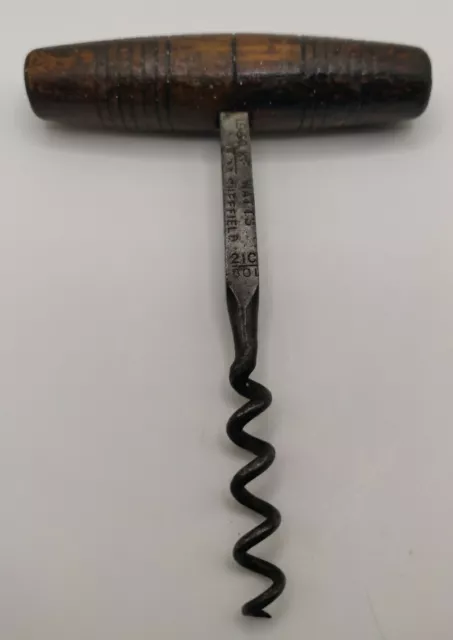 Vintage KF Watts Corkscrew With Turned Wooden Handle 1950s