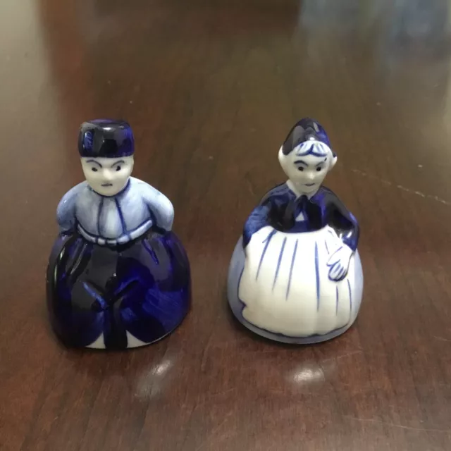 Joa Delft Blue Bells Hand Painted Mini Porcelain Dutch Couple Man Woman Vintage