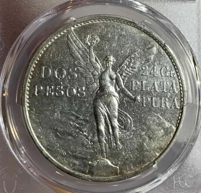 1921 Mexico 2 Peso Silver Coin Pcgs Au