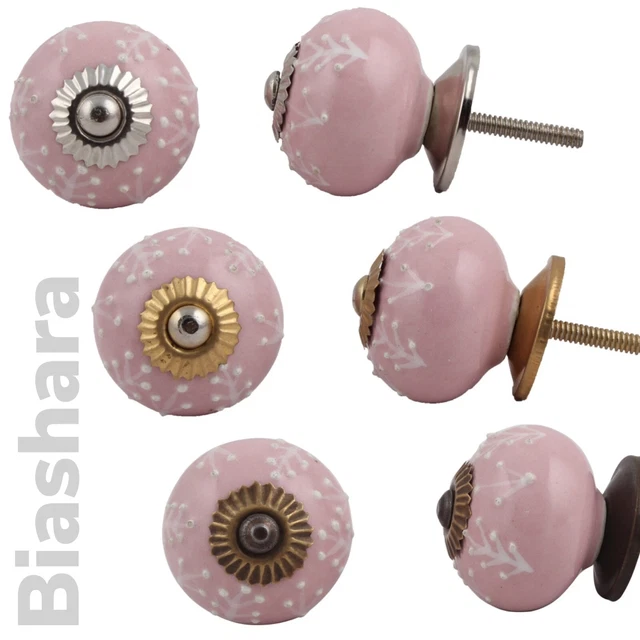 Baby Pink CERAMIC DOOR KNOBS Cupboard Handles Cabinet Drawer Pulls Shabby Chic