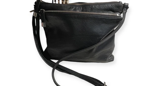 MARGOT Women’s Black Pebbled Leather Crossbody Shoulder Purse Handbag