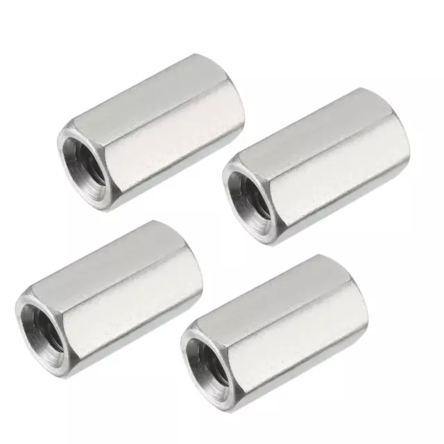 M8 X 1.25-Pitch 24mm Length 304 Stainless Steel Metric Hex Coupling Nut, 4pcs