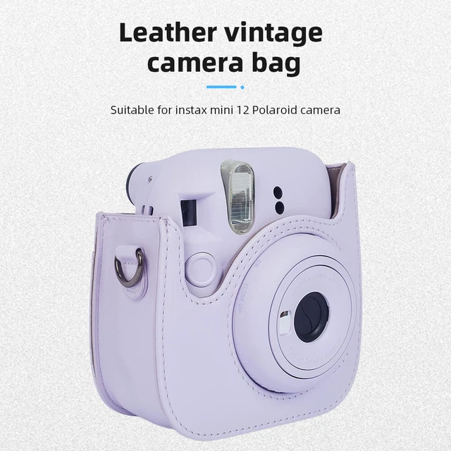 Instant Camera Bags PU Leather for Fujifilm Instax Mini 12/11/9/8 (Purple)