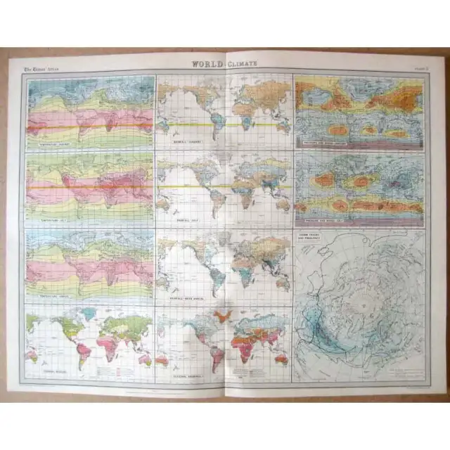 WORLD Climate - Vintage Map 1922 by Bartholomew