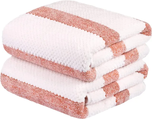 Microfiber Bath Towels 2 Pack Oversized Soft Super Absorbent Fast Drying Orange