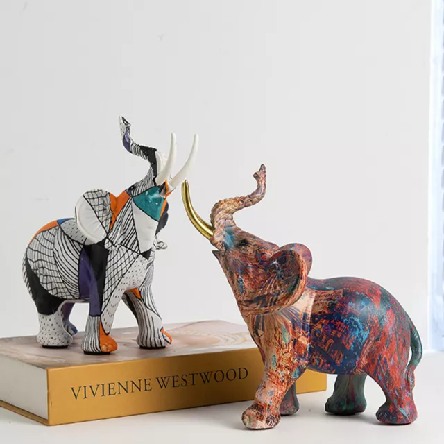 Resin Colorful Elephant Figurine Handicrafts Graffiti Home Decor for Living Room 3