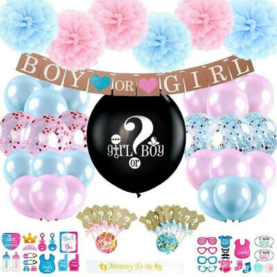 107pcs Gender Reveal Baby Shower Balloons Bunting Party Decorations Boy or Girl