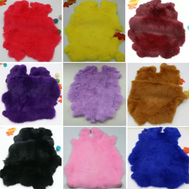 Real Rabbit Fur Skin Pelt Hide Tanned Craft Leather For DIY Animal Training Dyed