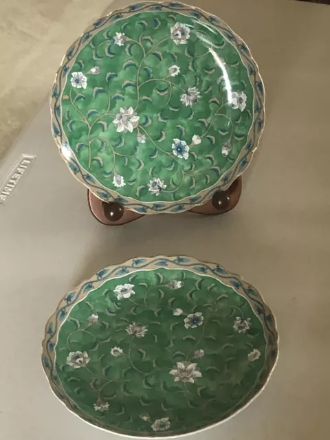 2 Vtg 1986 Takahashi Etude Hand Decorated Salad Plates 7,25”