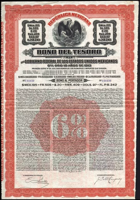 1913 Mexico: Republica Mexicana - Tesoro del Gobierno Federal - $97 Gold Dollars