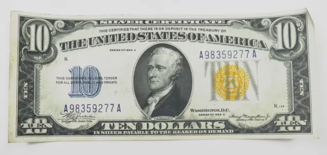 1934 A US $10 Dollar North Africa Silver Certificate ~ Extra Fine ~ 277A