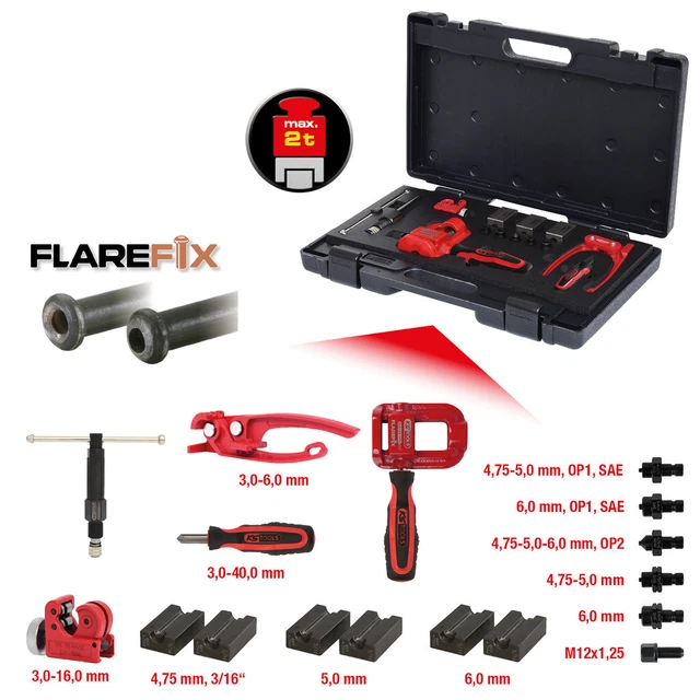 KS Tools Flarefix Universal-Bremsleitungs-Bördelgerät-Satz De Hydraulik-Spindel