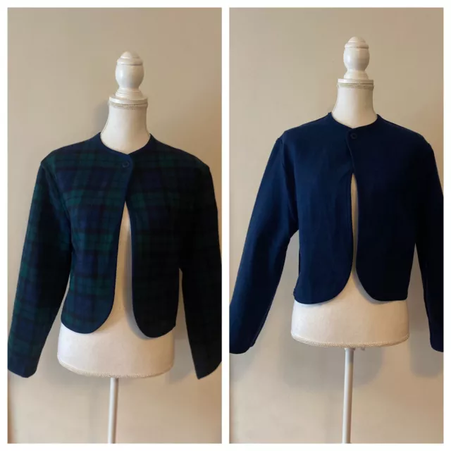 Vintage Pendleton Lana Vergine Reversibile? Plaid Tartan Giacca Blazer Piccolo