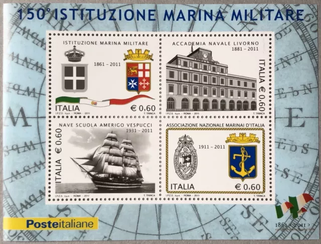 Italia 2011 Foglietto 150° Istituzione Marina Militare Accademia Navale Livorno